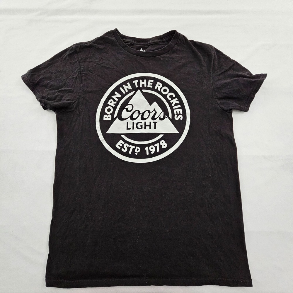 Coors Light Born in the Rockies Black Short Sleeve Cotton T-Shirt Men's M